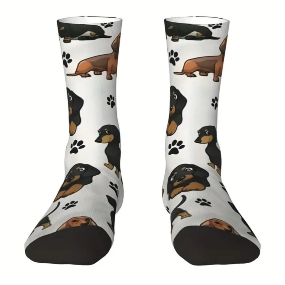 Dachshund Doxie‎ Weiner Sausage Dog Novelty Crew Tube Socks Unisex Men’s Women’s - Picture 4 of 14